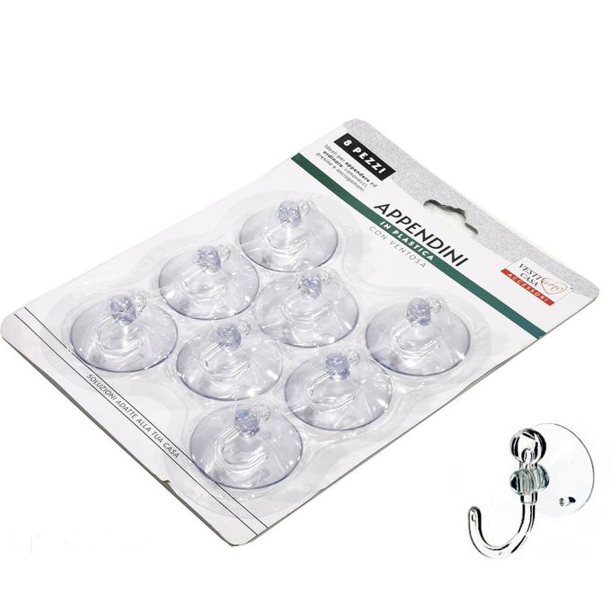 Γάντζοι Βεντούζας Διαφανείς/Πλαστικοί 3x3x3cm 8Τμχ