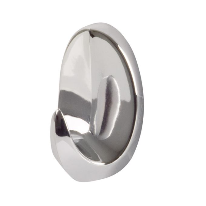 Πλαστικός Γάντζος Οβάλ Αυτοκόλλητος Ασημί 54x33mm 1Τμχ