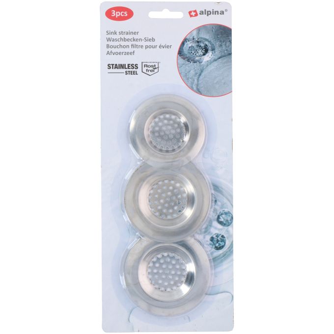 Φίλτρο Νεροχύτη Φ8/7cm 3Τμχ Ανοξείδωτο Ατσάλι ALPINA