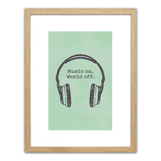 Πίνακας Σε Κορνίζα ArteLibre Πλαστικό 'Music On. World Off.' 35x45x1.8cm