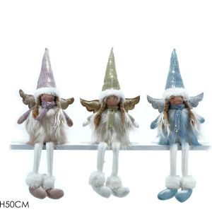 Χριστουγεννιάτικος Άγγελος Καθιστός 50cm Με Γούνινη Λεπτομέρεια Σε 3 Σχέδια