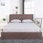 Κρεβάτι ArteLibre ASTER Σκούρο Καφέ Ύφασμα Με Αποθηκευτικό Χώρο 216x170.5x103cm (Στρώμα 160x200cm)