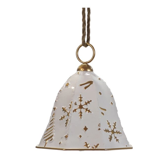 Χριστουγεννιάτικο Κρεμαστό Διακοσμητικό Καμπάνα Λευκό/Χρυσό 19.5x24cm