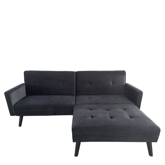 Καναπές Κρεβάτι Γωνιακός ArteLibre ALFVIN Μαύρο Ύφασμα 211x158x83cm