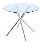 Τραπέζι Τραπεζαρίας ArteLibre PHLAX Διάφανο/Χρώμιο Γυαλί/Μέταλλο Φ120x74cm