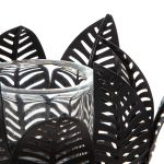 Κηροπήγιο ρεσώ Φύλλο Μοτίφ Μεταλλικό Μαύρο 23X23X12Cm 23X23X12Cm