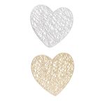 Σουβέρ Σε Σχήμα Καρδιάς PVC 11x11cm Σετ 4Τμχ Σε 2 Χρώματα