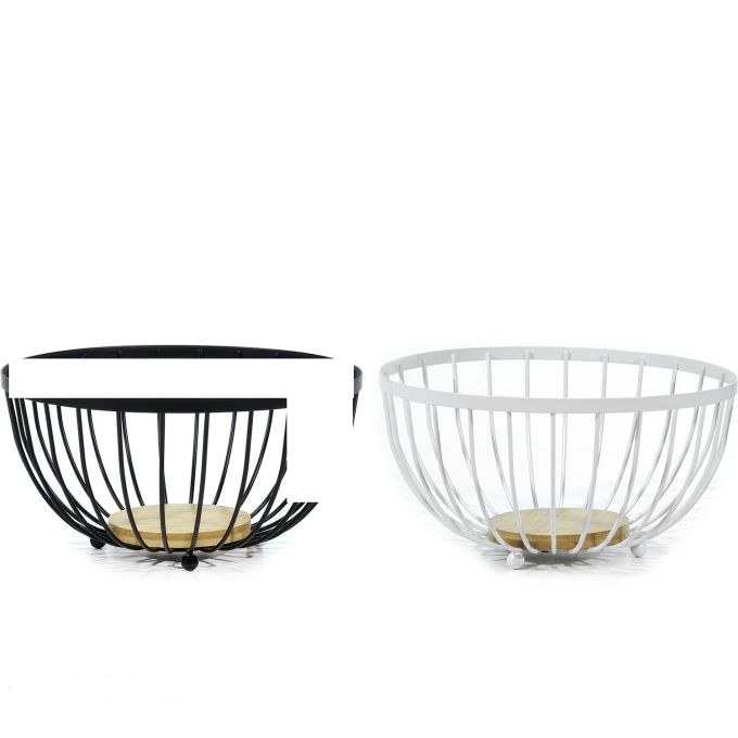 Σαλατιέρα μαύρο/λευκό μέταλλο/ξύλο Φ25xH13cm 2Τμχ Σε 2 Χρώματα