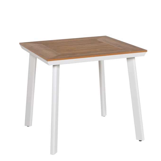 Τραπέζι Κήπου ArteLibre EPUPA Λευκό/Καρυδί Αλουμίνιο/Ξύλο 80x80x73cm