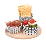 Στρογγυλό Σετ Τάπας 4Τμχ Μπαμπού/Κεραμικό 20x20x8.5cm ALPINA