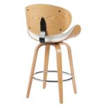 Σκαμπό Bar ArteLibre LYRIAN Λευκό/Φυσικό Ξύλο/PU 52x55x107cm