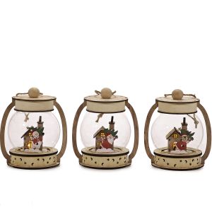 Χριστουγεννιάτικο Φανάρι Φωτιζόμενο Φ12x17cm Σε 3 Σχέδια