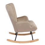 Πολυθρόνα Κουνιστή ArteLibre DARIA Ανοιχτό Καφέ Βελούδο/Μέταλλο/Ξύλο 85x69x90cm