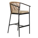 Σκαμπό ArteLibre MANDRAKA Μαύρο/Φυσικό Αλουμίνιο/Rattan 56x63x108cm