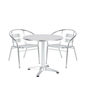 Σετ Τραπεζαρία Κήπου ArteLibre IO Αλουμίνιο Ασημί Με 2 Πολυθρόνες 14990094